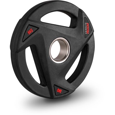 Disque de 5kg pour la musculation, le cross training et la musculation DISK-500 diamètre intérieur 51 mm, acier et caoutchouc, disque olympique - FITFIU Fitness