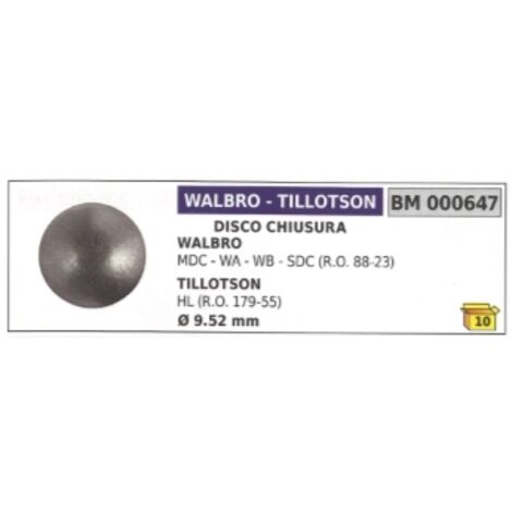 Disque de blocage WALBRO-TILLOTSON MDC - WA - WB - HL tronçonneuse Ø  9.52 mm 000647
