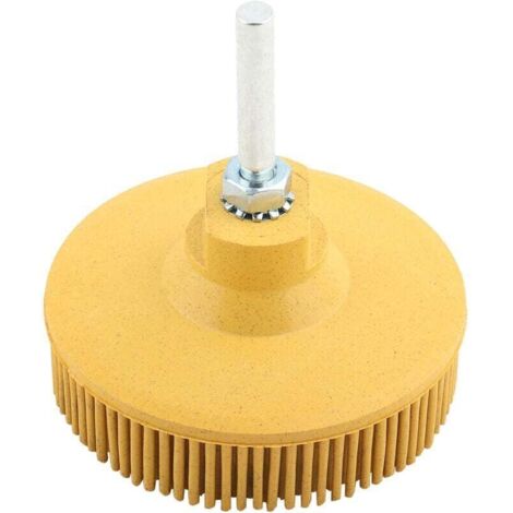 Disque de brosse à poils Meule abrasive de polissage abrasif en caoutchouc de brosse de 3 pouces pour le retrait de rouille de bavure(Jaune)