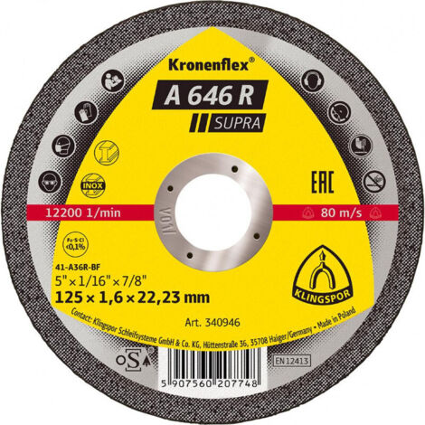 Disque de coupe A 646 R 230x19mm gekr. Klingspor