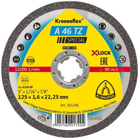 Disque de coupe A46TZ X-LOCK 125x16mm Klingspor