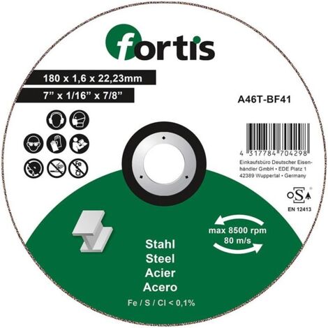 Disque de coupe Acier 180 x 16mm courbé FORTIS