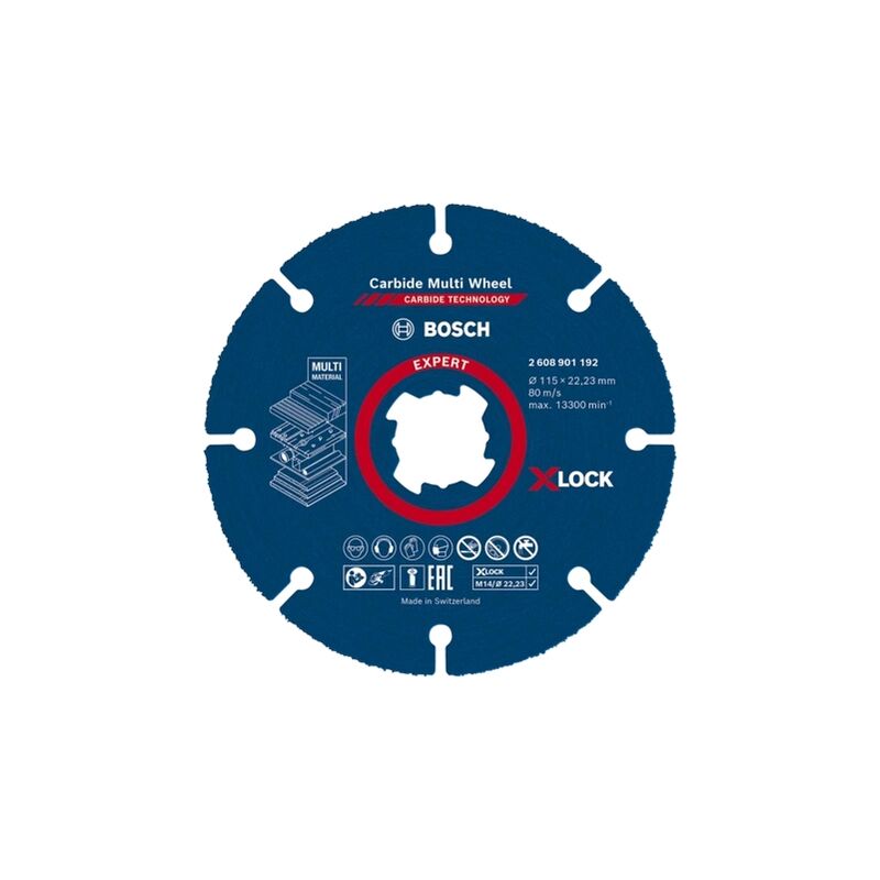Bosch - professional 1X disque à tronçonner expert carbide multi wheel x-lock (pour bois dur, ø 115 mm, accessoire petite meuleuse