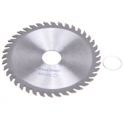 Disque de coupe circulaire carbure 115 mm pour bois, 40 dents, compatible scie circulaire et meuleuse d'angle.