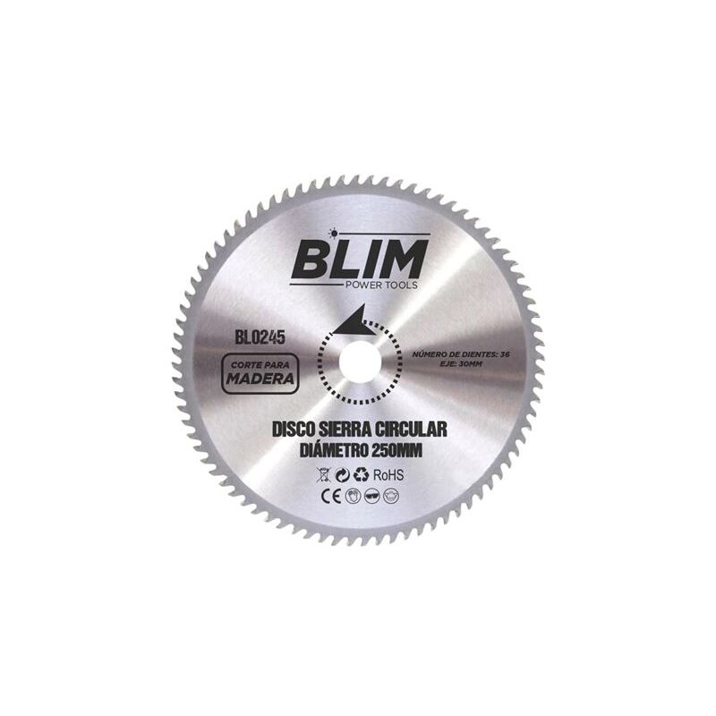Blim - Disque de coupe de bois pour lame de scie 250mm - 36 dents avec revêtement en carbure de tungstène