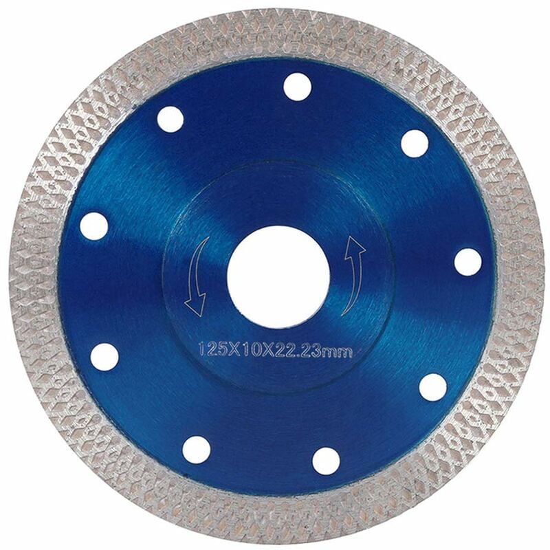 Disque de coupe diamant Turbo ultra fin 125 mm pour béton, carrelage, pierre, brique, granit (125 mm, bleu)