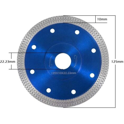 Disque de coupe diamant Turbo ultra fin 125 mm pour béton, carrelage, pierre, brique, granit (125 mm, bleu)