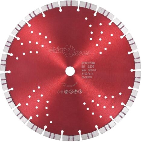 Disque de coupe diamanté avec turbo et trous Acier 300 mm - The Living Store