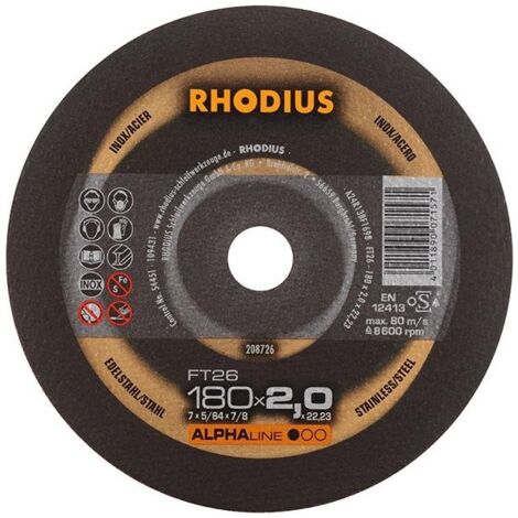 Disque de coupe FT26 180 x 2,0mm  Rhodius(Par 25)
