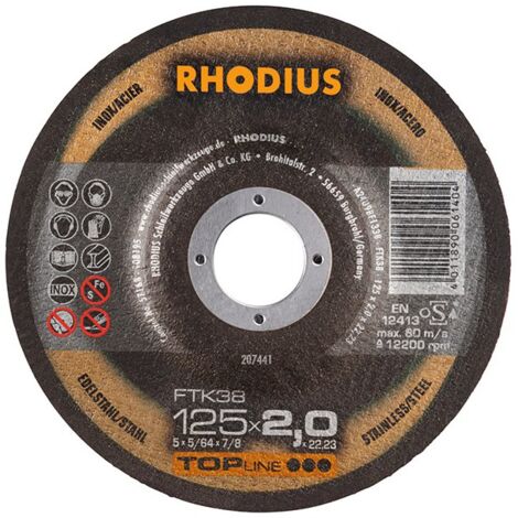 Disque de coupe FTK38 125 x 2,0mm coudé Rhodius(Par 25)