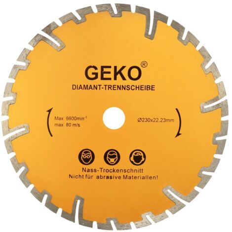 Disque de coupe geko g00226 230 mm soudé laser sec