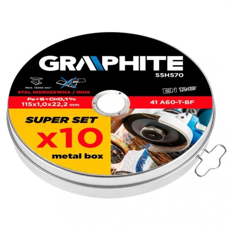 Disque de coupe graphite 55h570 inox 115 mm 10 pcs