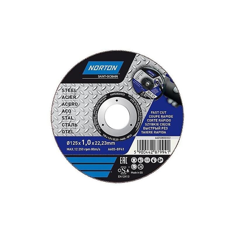 Norton - Disque de coupe métal 125x1x22,2 mm