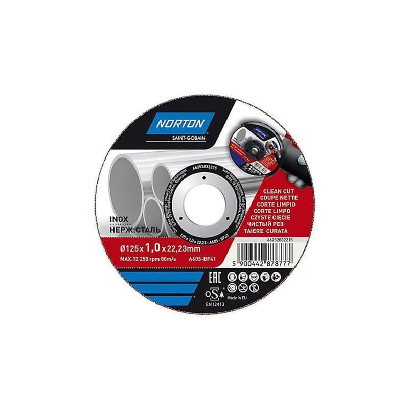 Disque de coupe métal/inox 125x1x22,2 mm