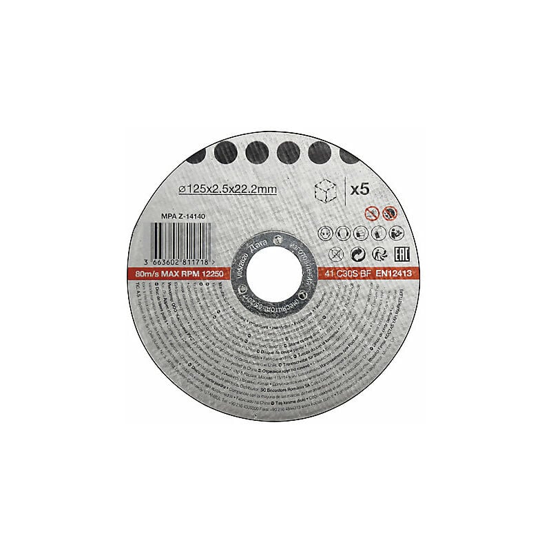 Disque de coupe pierre 125x2,5x22,2 mm 5 pièces
