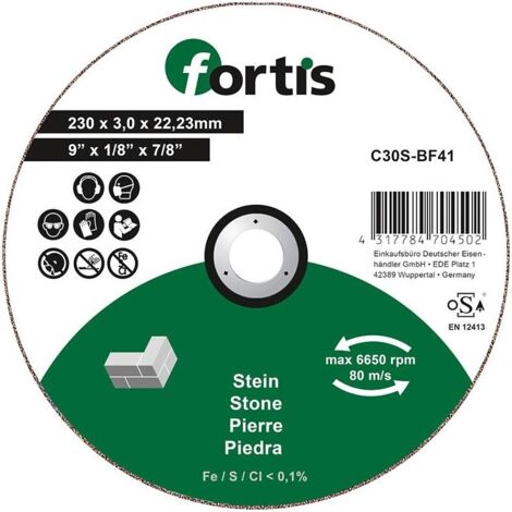 Disque de coupe pierre 230 x 30mm courbé FORTIS