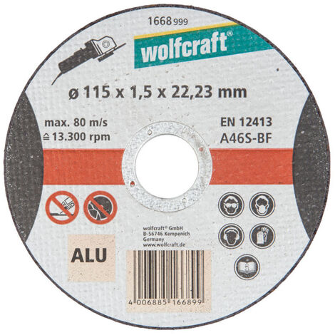 Disque De Coupe Pour Aluminium Ø115x1,5x22,23mm. 1668999 Wolfcraft