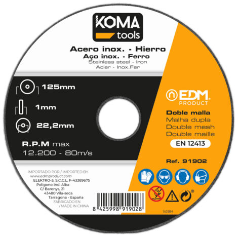 Disque De Coupe Pour Outils En Fer Et Inox ø125 X 1 X 22,23 Mm