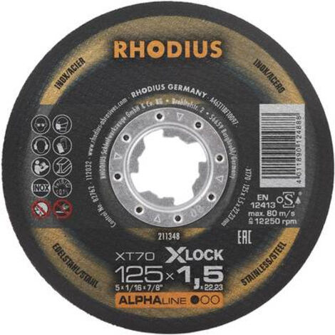 Disque de coupe rhodius xt70 x-lock 125 mm vitesse 80 m/s