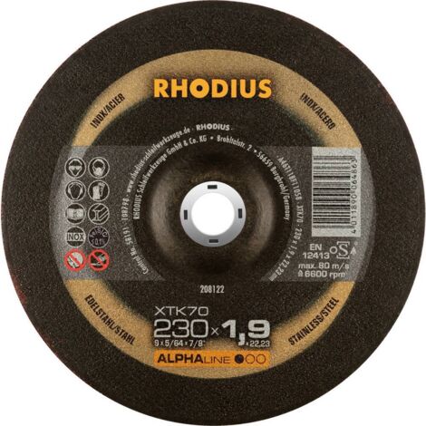 Disque de coupe rhodius xtk70 230 mm 1,9 mm