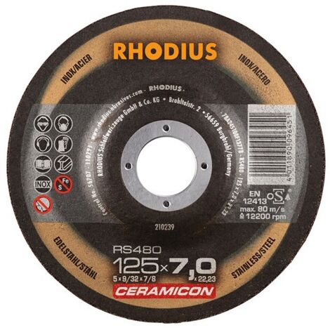 Disque de coupe RS480 125 x 7,0mm Inox Rhodius(Par 25)