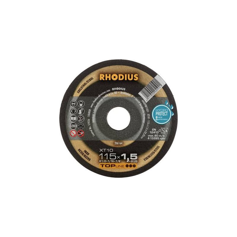 206164 disque à tronçonner 115 mm 1 pc(s) acier inoxydable, acier - Rhodius