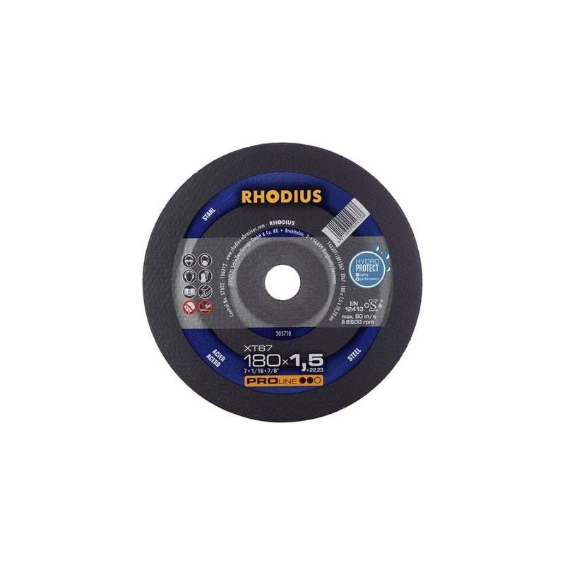 Disque à tronçonner droit Rhodius XT67 205710 180 mm 22.23 mm 1 pc(s)