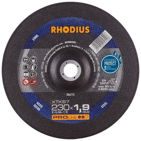Disque de coupe XTK67 230 x 1,9mm coudé Rhodius(Par 25)
