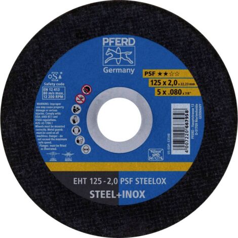 Disque de découpage PFERD Ø 125 x 2,0 x 22,23mm pour acier, inox