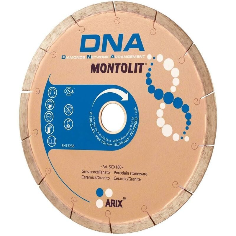 Disque de diamant 180 mm pour GRŽêS VITRIFIŽë CŽëRAMIQUE granit Montolit dna SCX180