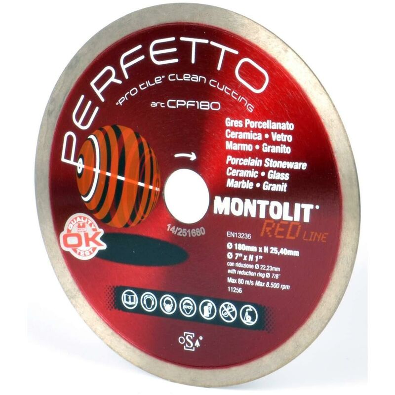 Disque de diamant 230 mm pour GRŽêS EMAILLŽë et delicat verre marbre granite Montolit cermont CPF230