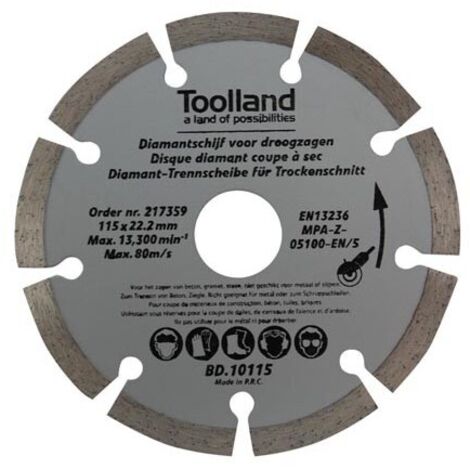 DISQUE DE DIAMANT - 230 MM - SEGMENTÉ TOOLLAND BD10230