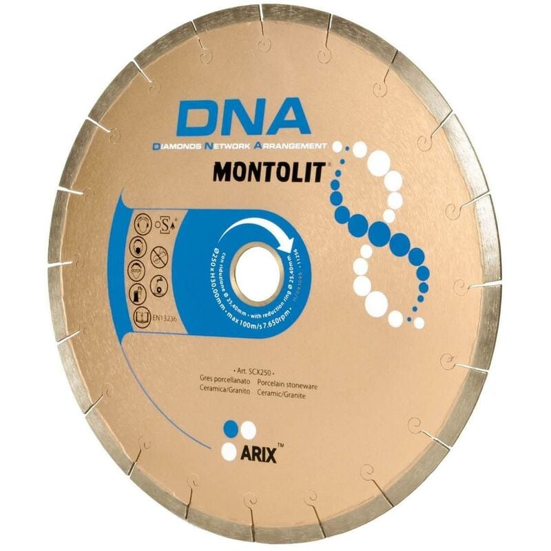 Disque de diamant 250 mm pour GRŽêS VITRIFIŽë CŽëRAMIQUE granit Montolit dna SCX250