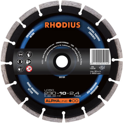 Disque de diamant LD 50 / 230 x 10,0 x 2,4 x 22,23 mm – RHODIUS LD50