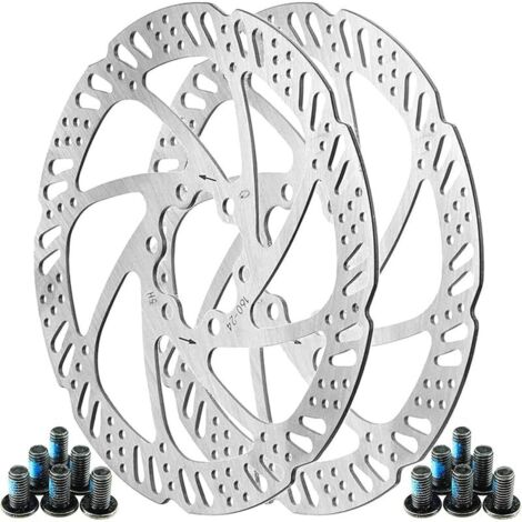 Disque de frein pour vélo, Ensemble de 2 Rotors de Frein à Disque de 160 mm avec 12 Vis en Acier Inoxydable, Disque de Frein VTT pour Vélo de Route