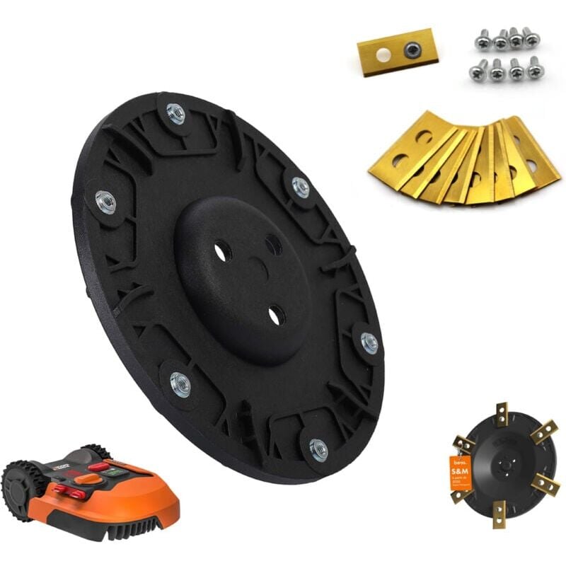 Disque de lame de rechange + 6 lames, kit pour robot tondeuse WORX/Landxcape/Kress/Einhell