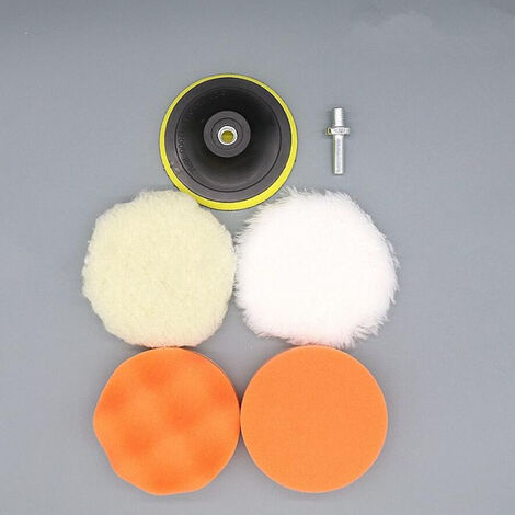 Disque de polissage auto-adhésif pour voiture, 3/4/5/6 pouces, 6 pièces, éponge de polissage, tampon en laine, pour polisseuse de voiture, adaptateur de perceuse,5inch