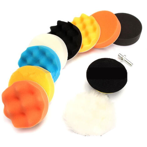 Disque de polissage auto-adhésif pour voiture, 3 pouces, 11 pièces/ensemble, pour polisseuse de voiture, adaptateur de perceuse, tampon de polissage de roue en laine