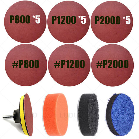 Disque de polissage auto-adhésif pour voiture, tampon de 3 pouces, kits d&39éponge, réparation de roues et de phares, pour polisseuse, adaptateur à perceuse,CHINA,3pcs sponge kit