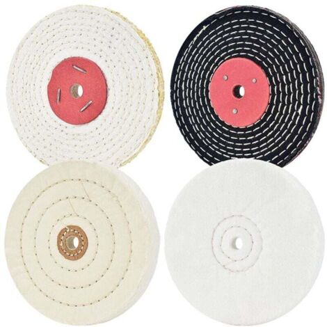 Disque de polissage de 150 mm - Pour ponceuse avec trou de mandrin de 12,7 mm (doux et fin) et de 12,7 mm (moyen et grossier) - 4 pièces