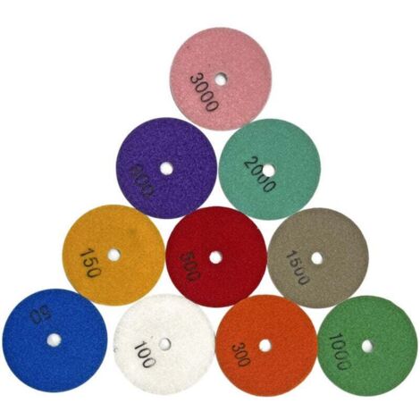 Disque de Polissage Diamant, 10 Pièces 3 Pouce 80mm Tampon de Polissage Diamant Wet Polishing Roue Set pour Granite Concrete Stone Céramique