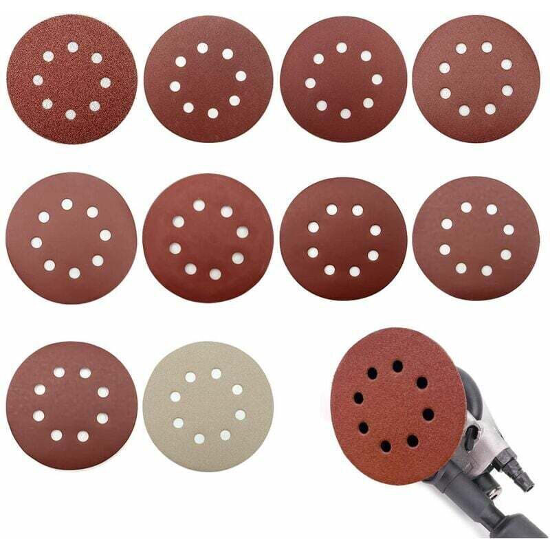 Disque de Ponçage 100pcs, Disques Abrasifs 125 mm, Grain 80/180/240/400/800/1000/1200/1500/2000/3000, pour ponceuses orbitas aléatoires, Idéal pour