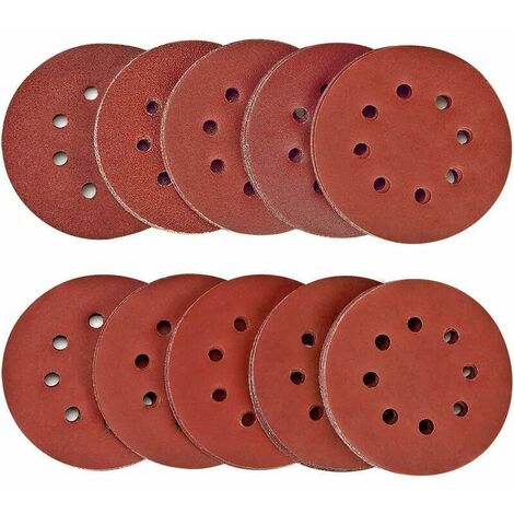 Disque de Ponçage 100pcs Disques Abrasifs 40/80/120/180/320/400/600/800/1500/2000 Grain Taille de 125mm Idéal pour Poncer/ Polir/ Dérouiller,Convient pour le meulage et le polissage du métal, du non-m