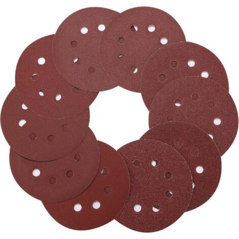 Disque de Ponçage 125mm, 100pcs Disques Abrasifs 40/60/80/100/120/180/240/320/400/800 Grain Taille pour Poncer/Polir/Dérouiller(8 trous)
