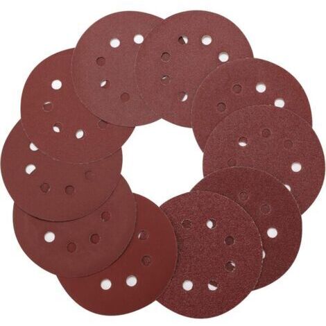 Disque de Ponçage 125mm, 100pcs Disques Abrasifs 40/60/80/100/120/180/240/320/400/800 Grain Taille pour Poncer/Polir/Dérouiller(8 trous)