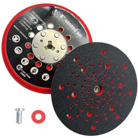 Disque de Ponçage 150mm, Plateau Ponceuse, Plateau de Poncage, Plateau Ponceus Multihole Compatible Ponceuses Electriques pour Bosch RSM6045, GEX 34-150, GEX 40-150, avec Vis et Joint Rouge