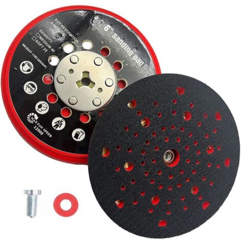Disque de Ponçage 150mm, Plateau Ponceuse, Plateau de Poncage, Plateau Ponceus Multihole Compatible Ponceuses Electriques pour Bosch RSM6045, GEX 34-150, GEX 40-150, avec Vis et Joint Rouge