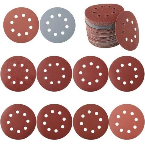 Disque de ponçage,100 PCS,papier de verre pour grain de ponceuse circulair 80/180/240/320/400/800/1000/1500/2000/3000 125 mm