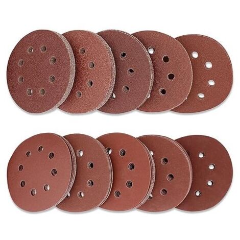Disque de Ponçage,100 pièces Disque de Ponçage Papier Abrasif 125 mm, Papier de Verre à Fixation en Nylonpour Ponceuse Excentrique 40/60/80/100/120/180/240/320/400/800 (10 par taille)