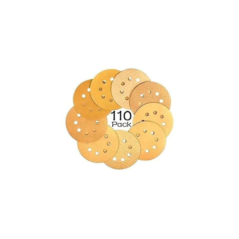 Disque de Ponçage,Papier Abrasif pour Ponceuse Excentrique,125 mm 8 trous Disques Abrasifs 60/80/100/120/150/180/240/320/400/600/800 (10 disques par